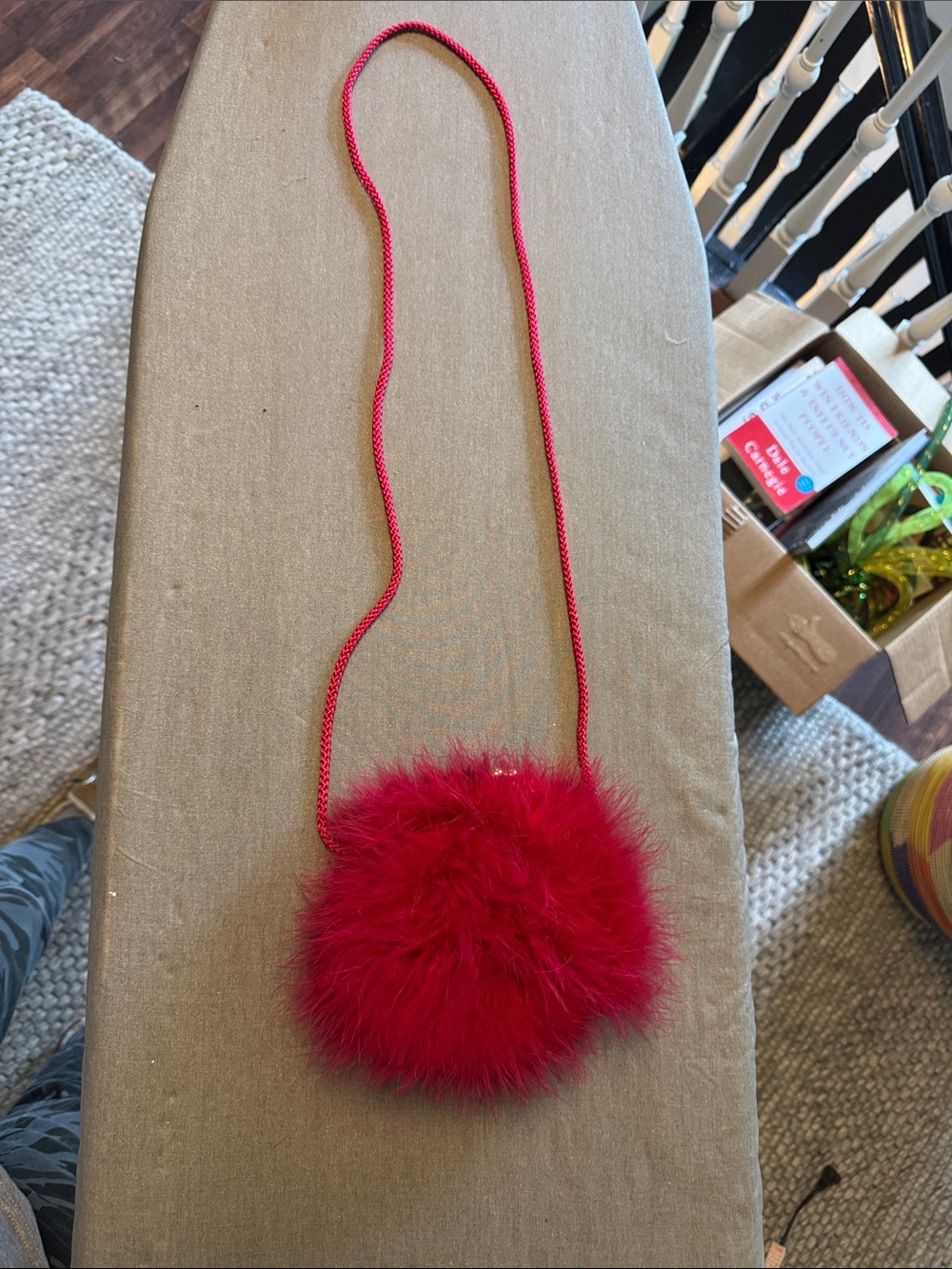 Red Fluffy Pom Pom Crossbody Bag Charm